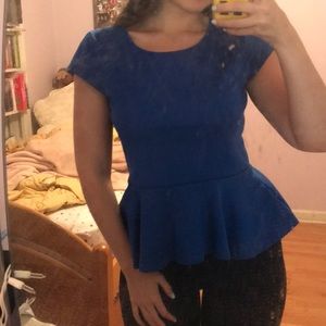 Professional Blue Peplum Top